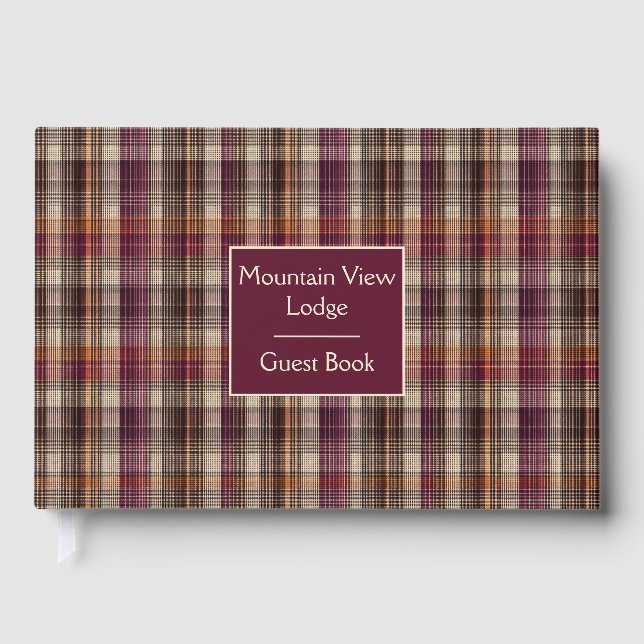Custom Guest Book Gingham Style Vacation Rentals (Front)