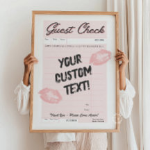 Custom Guest Check Personalized Quote Pink Poster