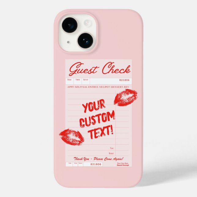 Custom Guest Check Personalized Quote Red Poster Case-Mate iPhone Case (Back)