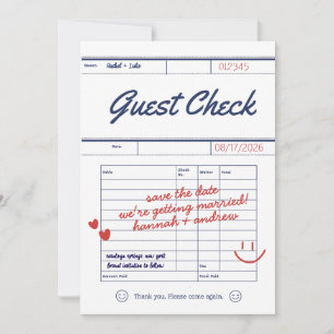 Custom Guest Check Wedding Save the Date Card