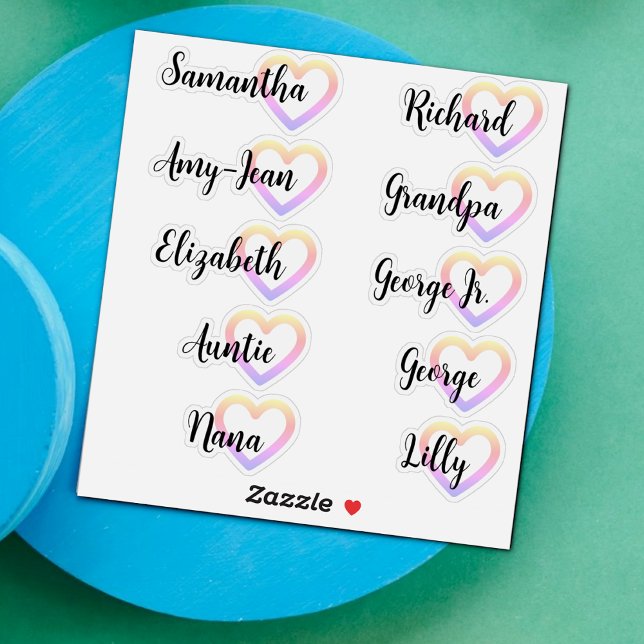Custom Guest List 10 Names Calligraphy Ombre Heart (Creator Uploaded)
