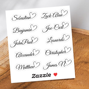 Custom Guest List 10 Names Red Calligraphy Heart  