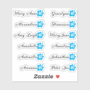 Custom Guest List 12 Names Calligraphy Hawaii Blue
