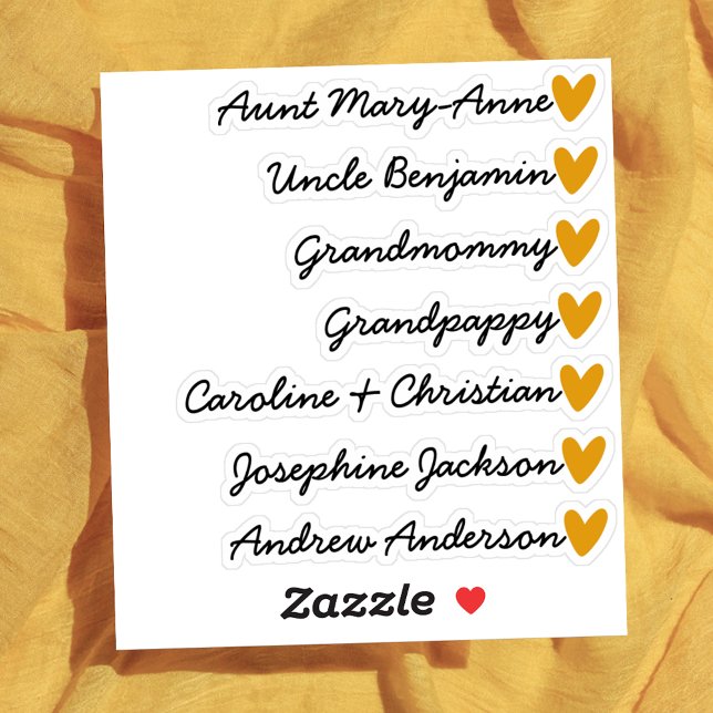Custom Guest List 7 Names Calligraphy Orange Heart (Creator Uploaded)
