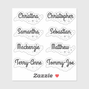 Custom Guest List 8 Names Cute Glitter Stars Cloud