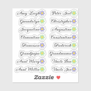 Custom Guest List Names Calligraphy Daisy Flower