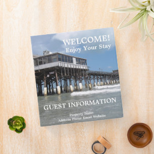 Custom Guest Room Info Beach Pier Ocean Seascape Binder