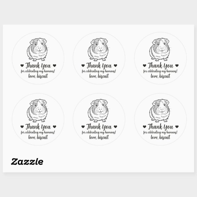 Custom Guinea Pig Wedding Favour Stickers (Sheet)