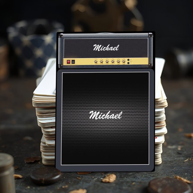 Custom Guitar Amp Musicians Guitarist Rock Music Playing Cards (Personalized amp stack playing cards with musician's name, for rock music fans and guitar players)