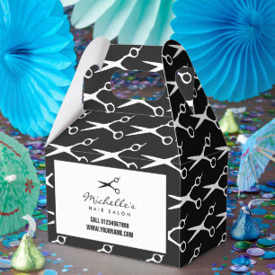Custom hair salon or barber shop opening favor box