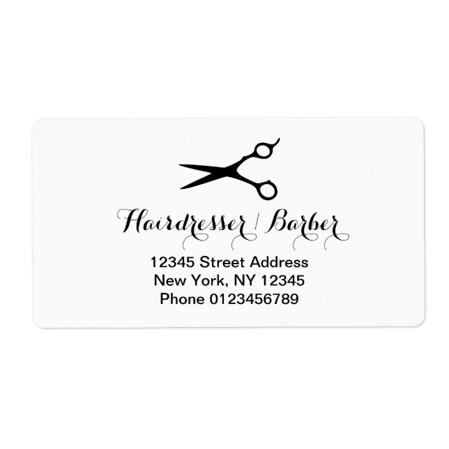 Custom hairdresser address labels for hair stylist (Front)