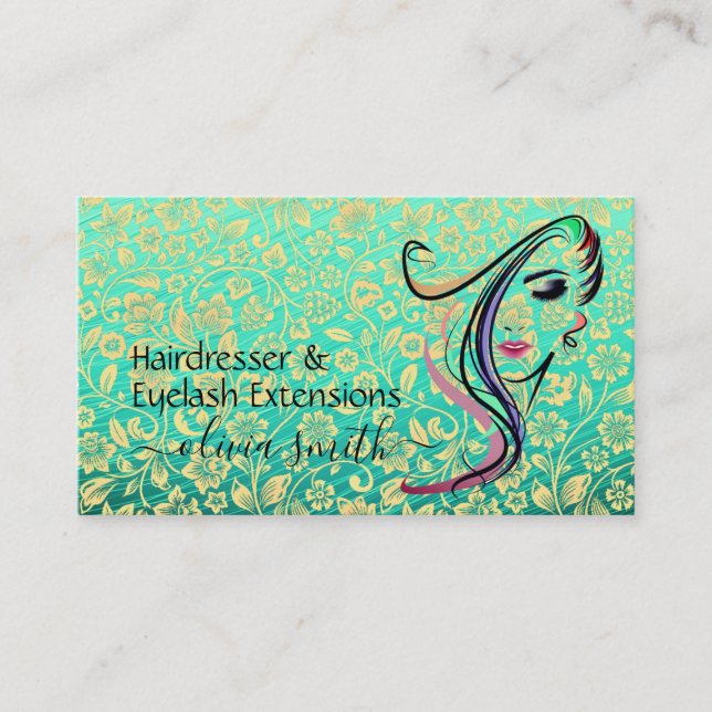 Custom Hairdresser & Eyelash Extensions Business Card (Front)