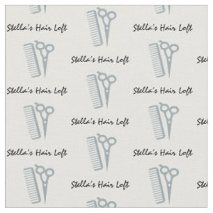 Custom Hairdresser Grey Scissor Comb Fabric