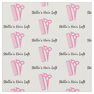 Custom Hairdresser Pink Scissor Comb Fabric