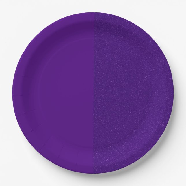 Custom Half-Matte Half-Glitter Purple Paper Plate (Front)