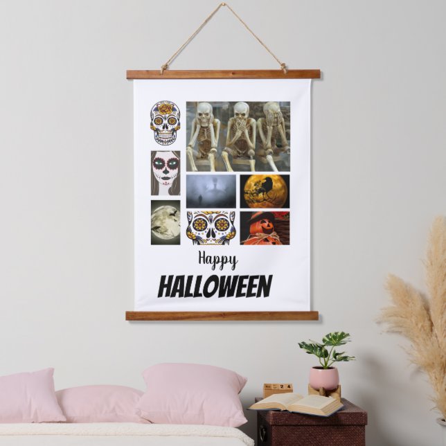 Custom Halloween 8 Photo Collage   Hanging Tapestry (Bedroom)