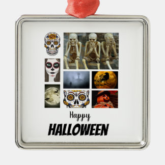 Custom Halloween 8 Photo Collage   Metal Ornament
