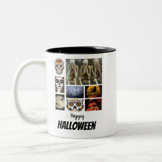 Custom Halloween 8 Photo Collage   Two-Tone Coffee Mug