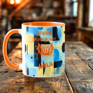 Custom Halloween - Bat Night Roast Neon Orange Mug