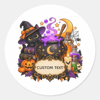 Custom Halloween Black Cat Magic Sticker