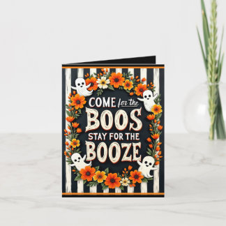 Custom Halloween 'Boos & Booze' Ghost & Floral Invitation
