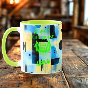 Custom Halloween - Electric Green Bat Night Roast Mug