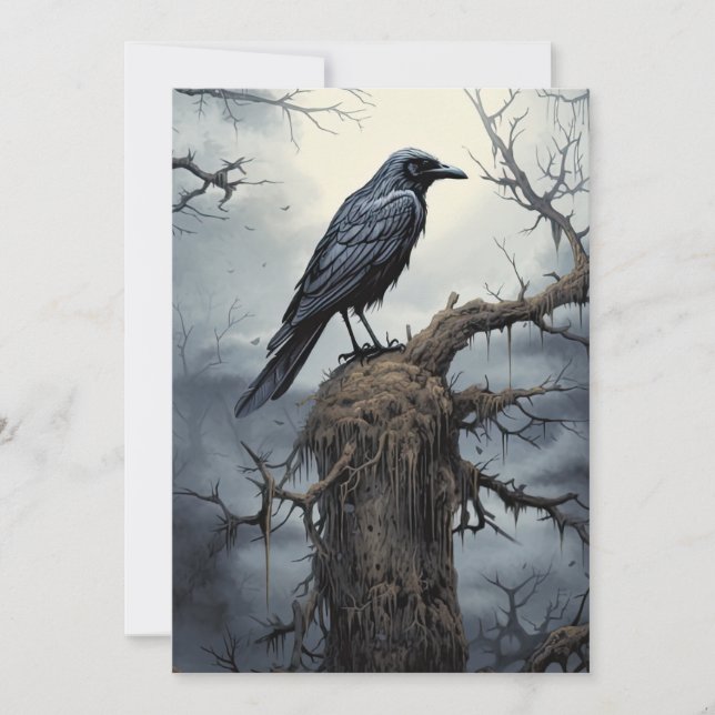 Custom Halloween Party Creepy Raven Graveyard Invitation (Front)