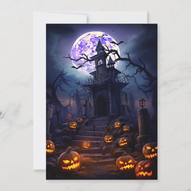 Custom Halloween Party Spooky Haunted House  Invitation (Front)