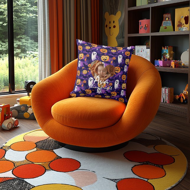 Custom Halloween Pillow with Ghosts and Pumpkins (Creator Uploaded)