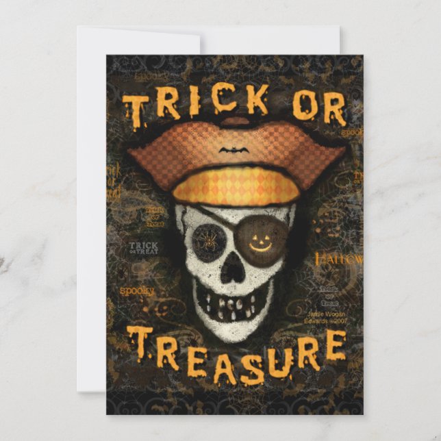 Custom Halloween Pirate Skull Party Invitation (Front)