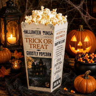 Custom Halloween Popcorn Box, Newspaper Popcorn Favor Box