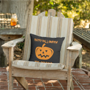 Custom Halloween pumpkin party decor throw pillow