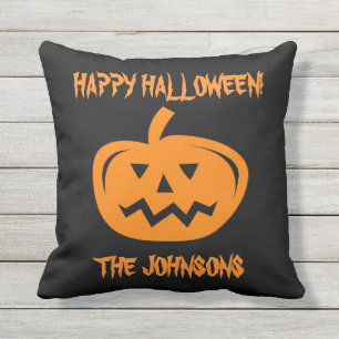 Custom Halloween pumpkin party decor throw pillow