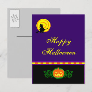 Custom Halloween Pumpkin Witch Postcard