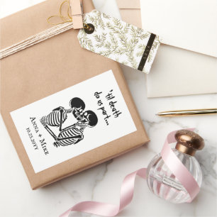 Custom Halloween Skeleton Black and White Wedding Sticker