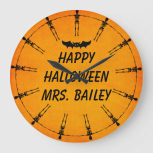 Custom Halloween Skeleton Clock