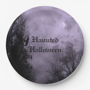 Custom Halloween Sky with Ravens Purple Mist Plate