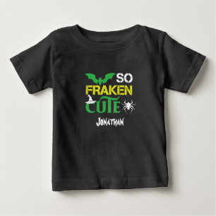 Custom Halloween So Fraken Cute Bat Spider Hat Baby T-Shirt