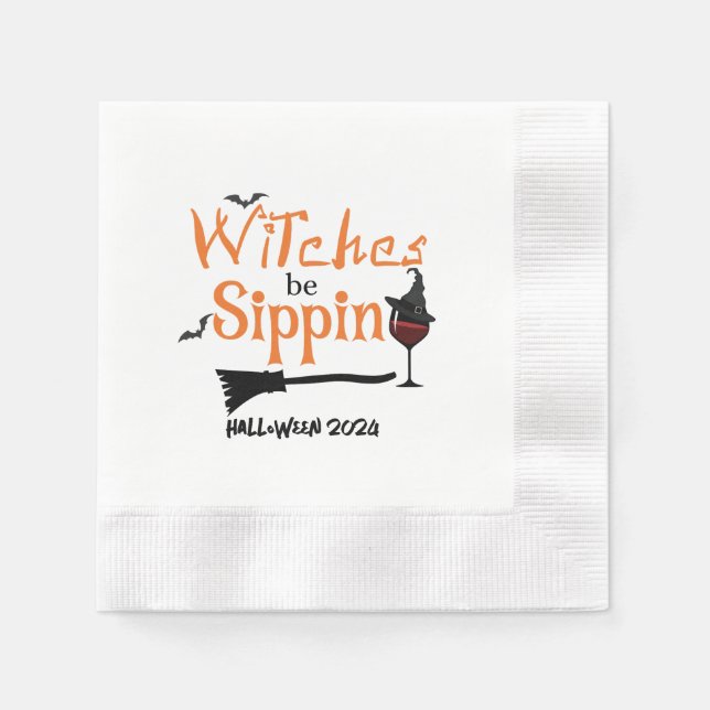 Custom Halloween Themed Cocktail Paper Napkin (Front)