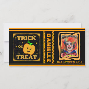 Custom Halloween Trick / Treat Pumpkin Photo Card