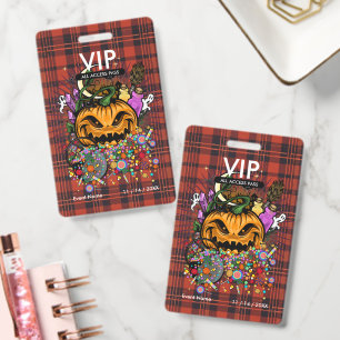 Custom Halloween VIP All Access Pass Rustic Fall Badge