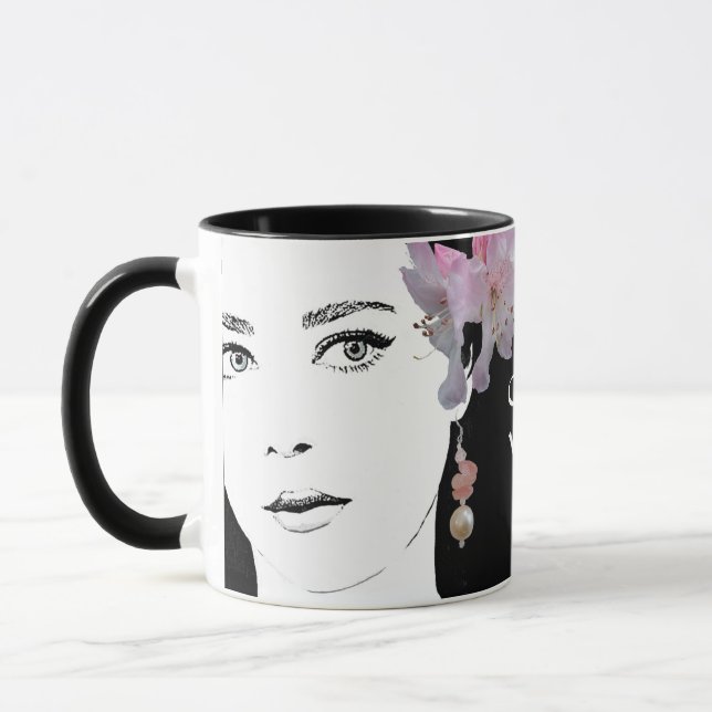 Custom Halloween witch party floral boho goth fun Mug (Left)