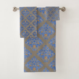 CUSTOM HAMPTON CHARCOAL BLUE BATHROOM TOWEL SET