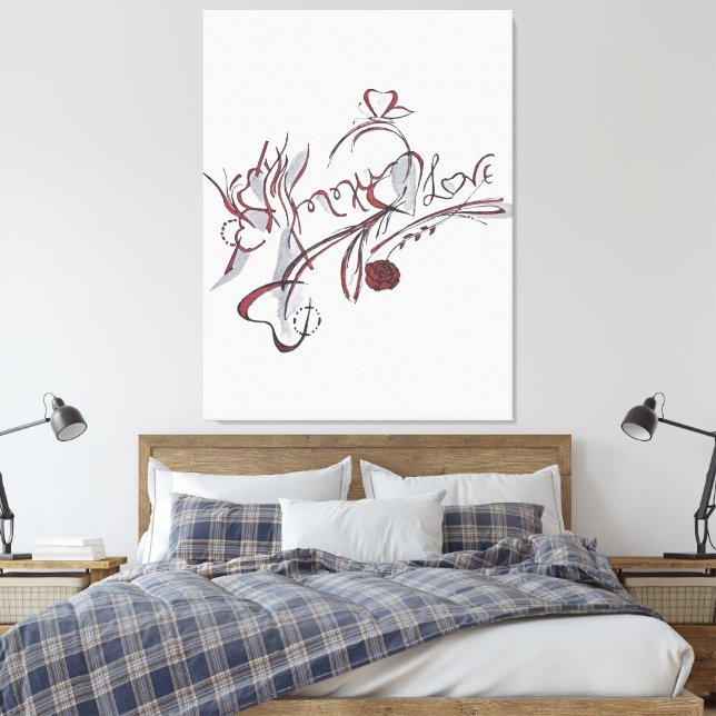  custom hand-drawn calligraphy art canvas print (Insitu(Bedroom))