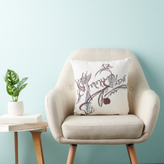  custom hand-drawn calligraphy art throw pillow
