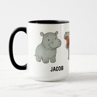 Custom Hand Drawn Hippo Cute Hippopotamus Coffee Mug