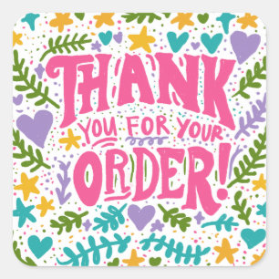 Custom Hand Drawn Thank You for Small Business  Square Sticker