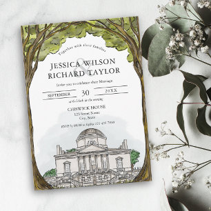 Custom Hand Drawn Venue Illustration Wedding Invit Invitation