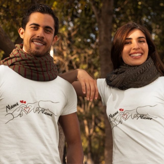 Custom Hand-in-Hand Couple's T-Shirt – Personalize (Creator Uploaded)