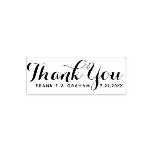 Custom Hand-Lettered Script   Wedding Thank You Self-inking Stamp